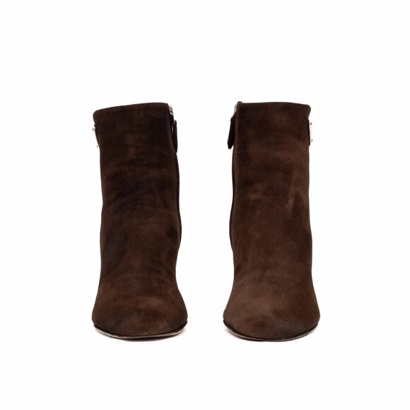 1.6k.$ Prada Brown Suede Block Heel Ankle Side Zip Triangle Logo Boots 35 US:5 - Picture 8 of 14